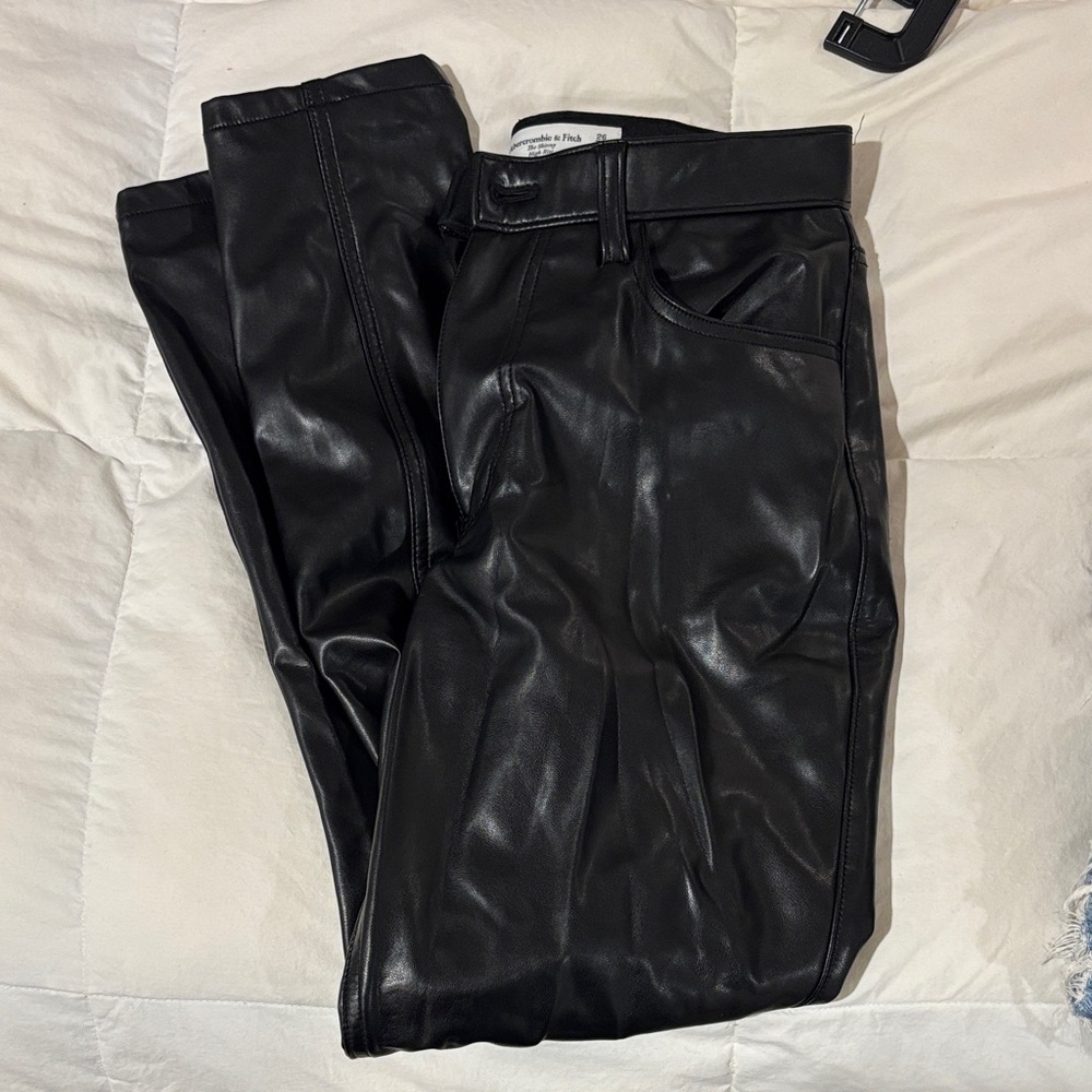 ABERCROMBIE Black Faux Leather Pants